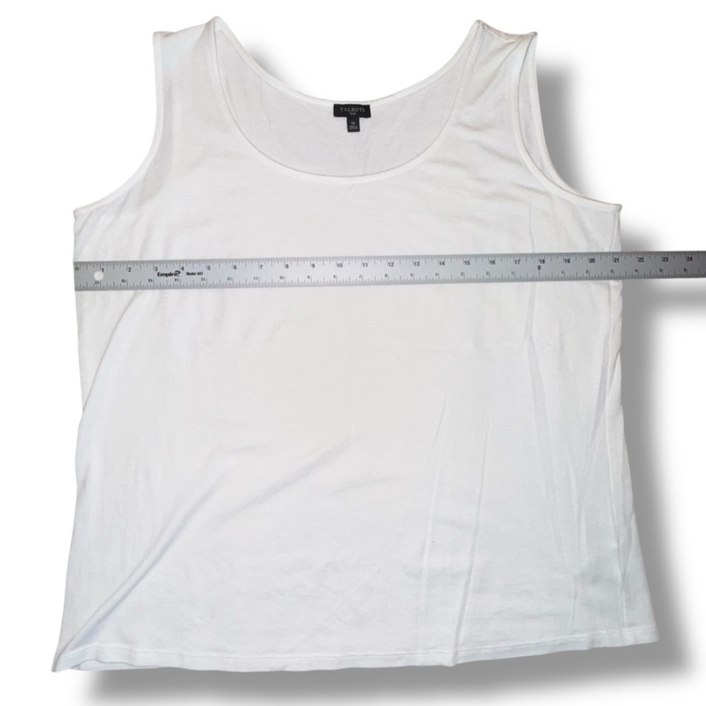 TALBOTS Pima Cotton-Blend Tank - Solid White 1X - Picture 8 of 14